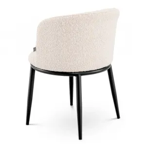 Luxuriöse weiße Bouclé-Esszimmerstühle mit schwarzem Metallgestell, 2er-Set – Luxus-Hotelmöbel Rückansicht von Luxury Group International