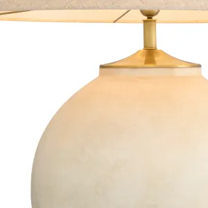 Luxus Weiße Keramik-Tischlampe mit Stoffschirm für moderne Innenräume Detailansicht von Luxury Group International