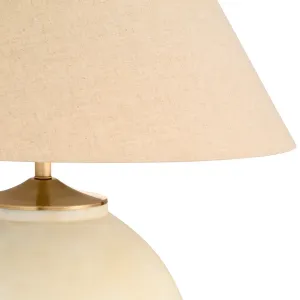 Luxus Weiße Keramik-Tischlampe mit Stoffschirm für moderne Innenräume Detailansicht von Luxury Group International