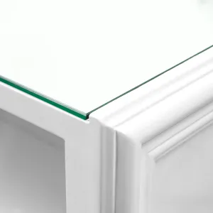 Luxury White Fluted Bar Table with Glass Top for Hotel Interiors Detail View by Luxury Group International