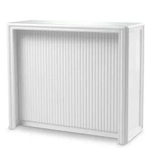 Luxury White Fluted Bar Table with Glass Top for Hotel Interiors by Luxury Group International