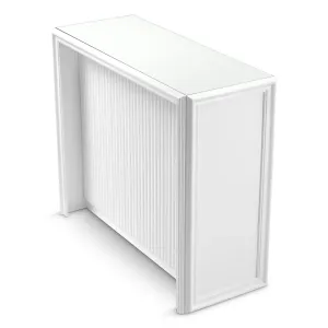 Luxury White Fluted Bar Table with Glass Top for Hotel Interiors Side View by Luxury Group International