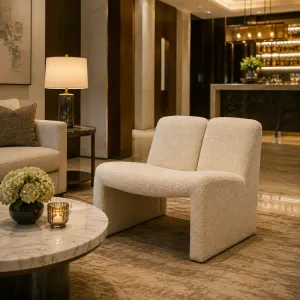Luxury White Lounge Chair 75 cm - Living Room & Hotel Furniture - Luxury Furniture Lifestyle View by Luxury Group International