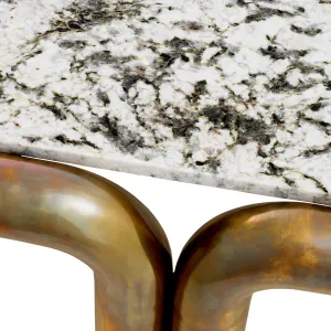 Luxury White Marble Top Square Coffee Table with Bronze Metal Frame - Luxury Hotel Furniture Detail View by Luxury Group International