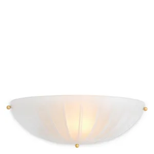 Luxus Weiße Gerippte Glas-Wandleuchte mit Goldenen Akzenten – 41,5 cm - Luxus Hotelmöbel Vorderansicht von Luxury Group International