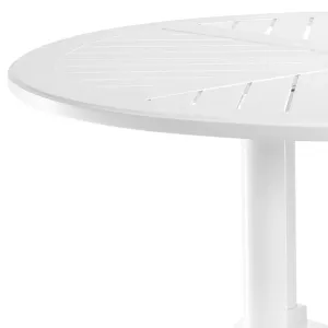 Luxus Weißer Runder Outdoor-Esstisch mit Geometrischer Lamellenplatte – Luxus Hotelmöbel Detailansicht von Luxury Group International