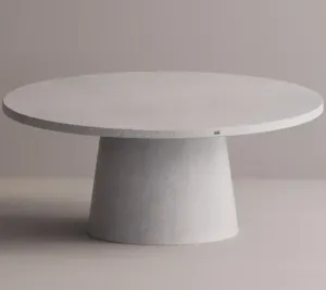 Luxury White Round Pedestal Stone Dining Table for Indoor & Outdoor Spaces by Luxury Group International