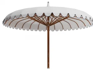 Parasol de Jardin Rond Blanc de Luxe à Bords Festonnés avec Bordure Décorative pour Espaces Extérieurs Vue de dessus par Luxury Group International