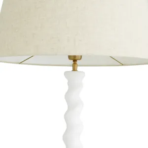 Luxury White Spiral Floor Lamp with White Marble Base Detail View by Luxury Group International