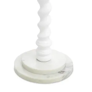 Luxury White Spiral Floor Lamp with White Marble Base Detail View by Luxury Group International