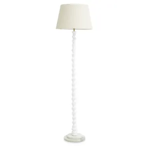 Luxury White Spiral Floor Lamp with White Marble Base Front View by Luxury Group International
