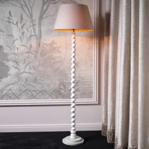 Luxury White Spiral Floor Lamp with White Marble Base Lifestyle View by Luxury Group International