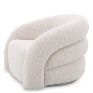 Luxury White Swivel Armchair 91 cm - Living Room & Hotel Furniture - Luxury Furniture Side View by Luxury Group International