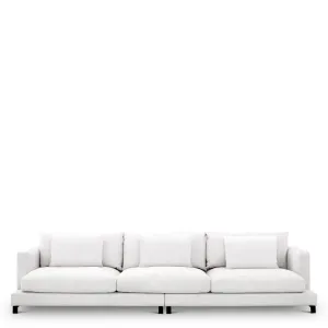 Luxury White Upholstered 3-Seater Sofa with Deep Cushions - Luxury Hotel Furniture Front View by Luxury Group International