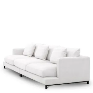Luxury White Upholstered 3-Seater Sofa with Deep Cushions - Luxury Hotel Furniture Side View by Luxury Group International