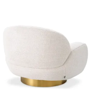 Luxury White Upholstered Armchair with Gold Base 95 cm – Luxury Hotel Furniture Back View by Luxury Group International