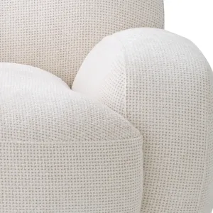 Luxury White Upholstered Armchair with Gold Base 95 cm – Luxury Hotel Furniture Detail View by Luxury Group International