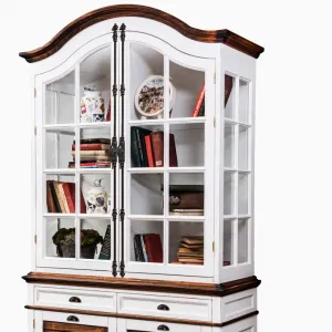 Vitrine de Luxe Blanche en Bois à Double Porte Vitree avec Rangement Inférieur - Vitrine de Luxe Vue détaillée par Luxury Group International