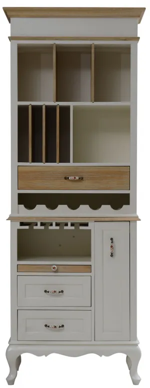 Armoire Étagère en Bois Blanc de Luxe avec Rangement à Vin & Multiples Tiroirs - Armoire Étagère de Luxe Vue détaillée par Luxury Group International