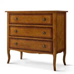 Luxury Wooden Chest of Drawers with Curved Leg Design - 3 Drawer Storage Front View by Luxury Group International