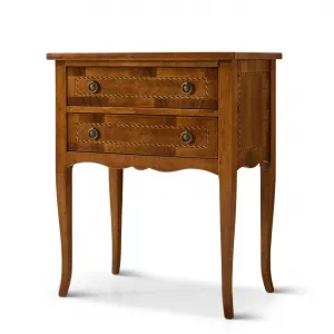 Luxury Wooden Chest of Drawers with Decorative Marquetry Border & Two Drawer Storage Front View by Luxury Group International