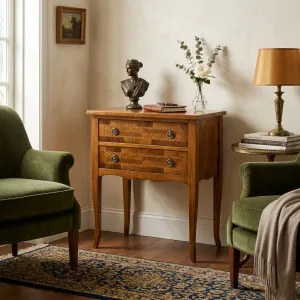 Luxury Wooden Chest of Drawers with Decorative Marquetry Border & Two Drawer Storage Lifestyle View by Luxury Group International