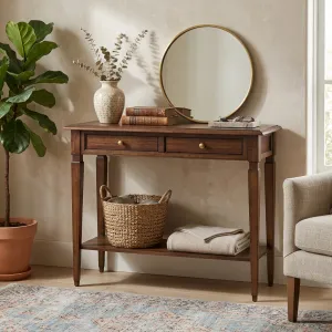 Luxury Wooden Console Table with Dual Drawer Storage & Lower Display Shelf Lifestyle View by Luxury Group International