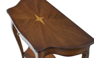 Luxury Wooden Console Table with Star Inlay Top & Integrated Drawer Storage Detail View by Luxury Group International