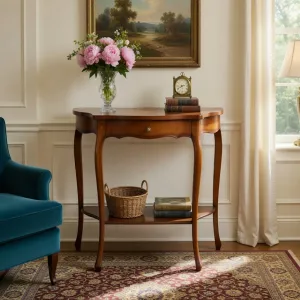 Luxury Wooden Console Table with Star Inlay Top & Integrated Drawer Storage Lifestyle View by Luxury Group International