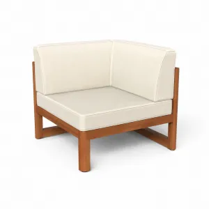 Luxuriöser Eck-Loungesessel aus Holz mit Elfenbeinfarbenen Kissen, Mid-Century Modern von Luxury Group International