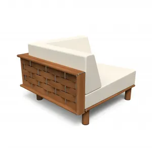 Luxury Wooden Corner Lounge Sofa with Cream Cushions Front View by Luxury Group International