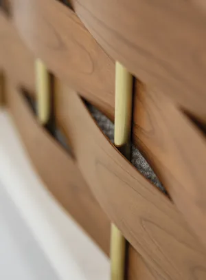 Luxury Wooden Corner Table with White Marble Top Detail View by Luxury Group International