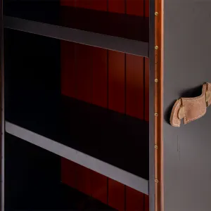 Luxury Wooden Display Shelve with Lower Drawer & Leather Side Handles - Luxury Shelve Cabinet Detail View by Luxury Group International