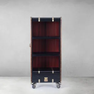 Luxury Wooden Display Shelve with Lower Drawer & Leather Side Handles - Luxury Shelve Cabinet Front View by Luxury Group International