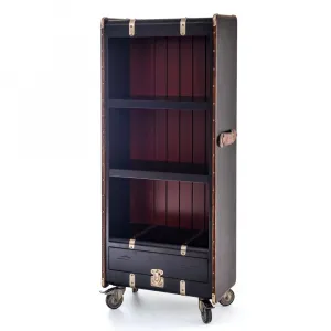 Luxury Wooden Display Shelve with Lower Drawer & Leather Side Handles - Luxury Shelve Cabinet Front View by Luxury Group International