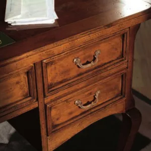 Luxury Wooden Executive Office Desk with Classic Curved Legs & Multi-Drawer Storage Detail View by Luxury Group International