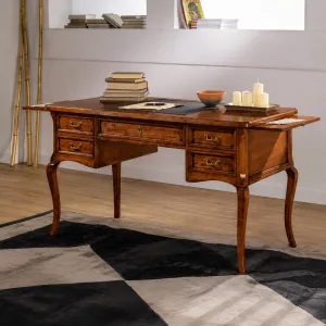 Luxury Wooden Executive Office Desk with Classic Curved Legs & Multi-Drawer Storage Front View by Luxury Group International