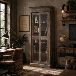 Vitrine en Bois de Luxe avec Portes Coulissantes en Verre et Poignées en Laiton - Armoire d'Exposition de Luxe Vue lifestyle par Luxury Group International