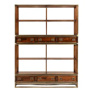 Luxury Wooden Open Shelve Bookcase with Multi Storage Drawers - Luxury Shelve Cabinet Front View by Luxury Group International