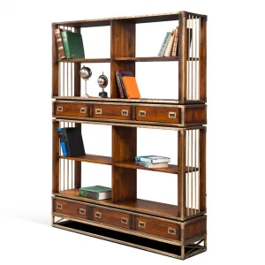 Luxury Wooden Open Shelve Bookcase with Multi Storage Drawers - Luxury Shelve Cabinet Front View by Luxury Group International