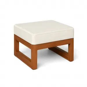 Luxus Holz Outdoor Ottoman mit Elfenbeinbezogenem Polster von Luxury Group International
