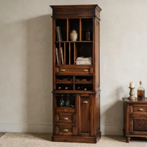 Armario Estantería de Madera de Lujo con Soportes para Botellas, Cajones y Armario Inferior - Armario Estantería de Lujo Vista lifestyle por Luxury Group International