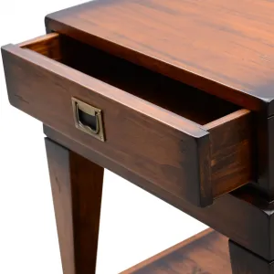 Luxury Wooden Side Table with Integrated Drawer and Lower Display Shelf - Luxury Side Table Detail View by Luxury Group International