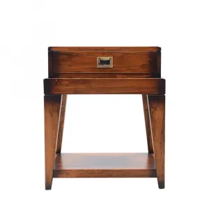Luxury Wooden Side Table with Integrated Drawer and Lower Display Shelf - Luxury Side Table Front View by Luxury Group International