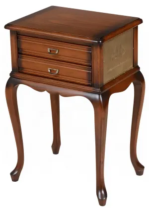 Luxury Wooden Side Table with Integrated Twin Drawers & Cabriole Legs - Luxury Side Table Front View by Luxury Group International