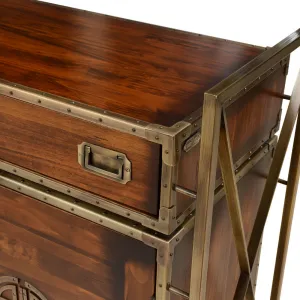 Luxus Holz-Sideboard mit Messing-Akzenten & Rollen - 3 Schubladen & Schranktüren Detailansicht von Luxury Group International
