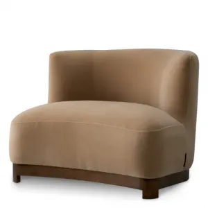 Chaise en tissu de laine de luxe finition noyer Vue de face par Luxury Group International