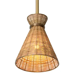 Luxury Woven Rattan Cone Pendant Light – Natural Fiber Ceiling Lamp for Modern & Boho Interiors Front View by Luxury Group International