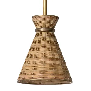 Luxury Woven Rattan Cone Pendant Light – Natural Fiber Ceiling Lamp for Modern & Boho Interiors Side View by Luxury Group International