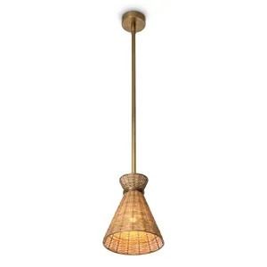 Luxury Woven Rattan Cone Pendant Light – Natural Fiber Ceiling Lamp for Modern & Boho Interiors Side View by Luxury Group International